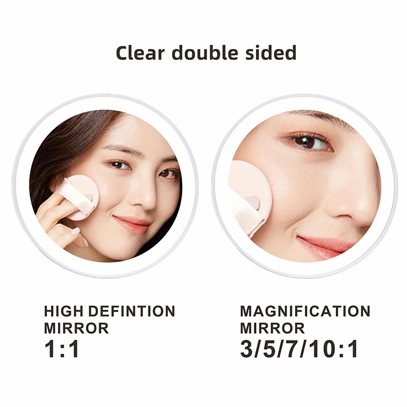 8 inch Mirror Chrome 3x/5x/7x/10x Magnifying Double Side USB Charging 3 color light Smart Cosmetic Mirrors