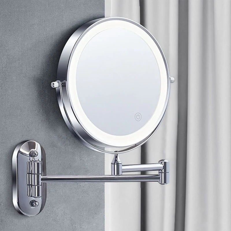 8 inch Mirror Chrome 3x/5x/7x/10x Magnifying Double Side USB Charging 3 color light Smart Cosmetic Mirrors