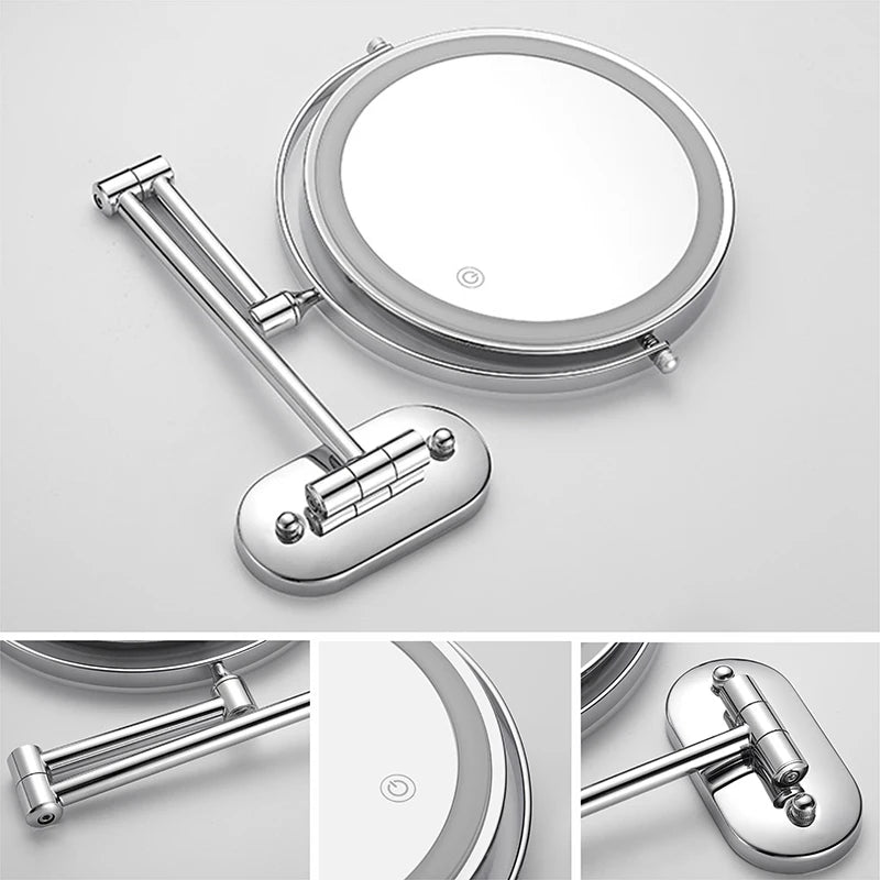 8 inch Mirror Chrome 3x/5x/7x/10x Magnifying Double Side USB Charging 3 color light Smart Cosmetic Mirrors