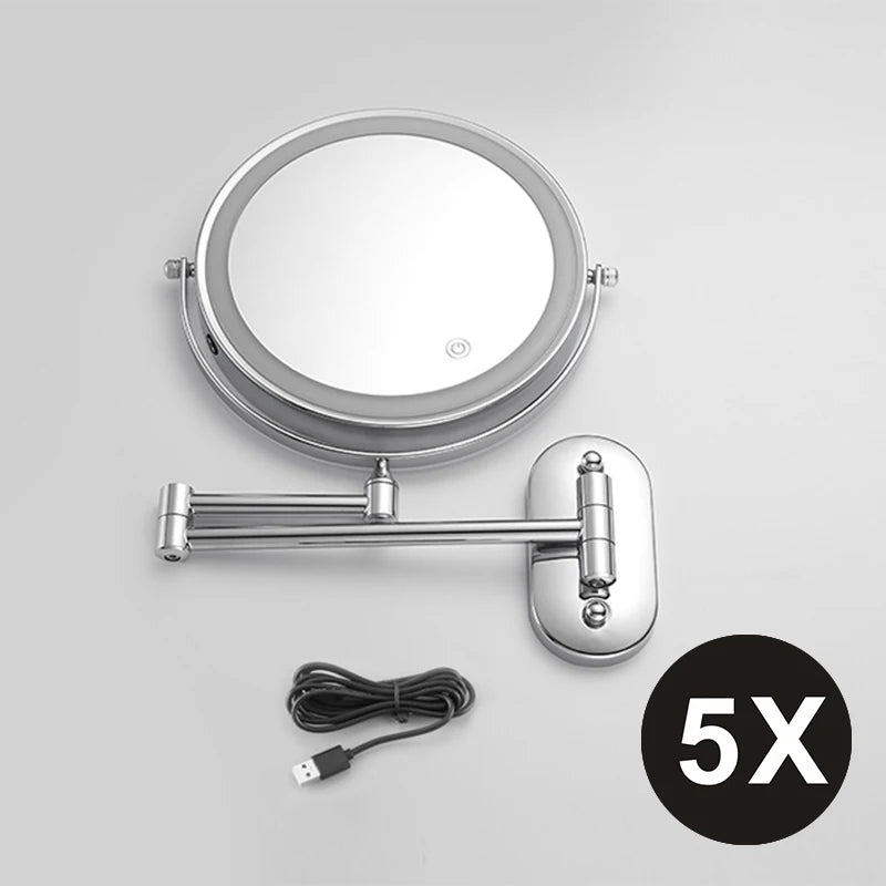 8 inch Mirror Chrome 3x/5x/7x/10x Magnifying Double Side USB Charging 3 color light Smart Cosmetic Mirrors