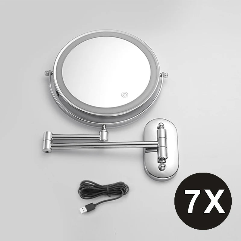 8 inch Mirror Chrome 3x/5x/7x/10x Magnifying Double Side USB Charging 3 color light Smart Cosmetic Mirrors