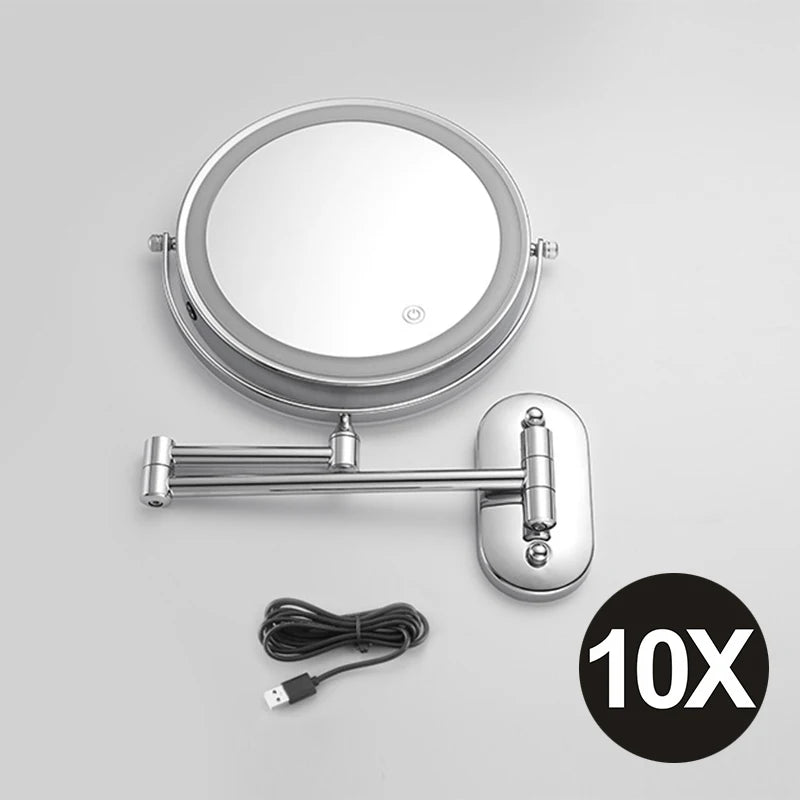8 inch Mirror Chrome 3x/5x/7x/10x Magnifying Double Side USB Charging 3 color light Smart Cosmetic Mirrors
