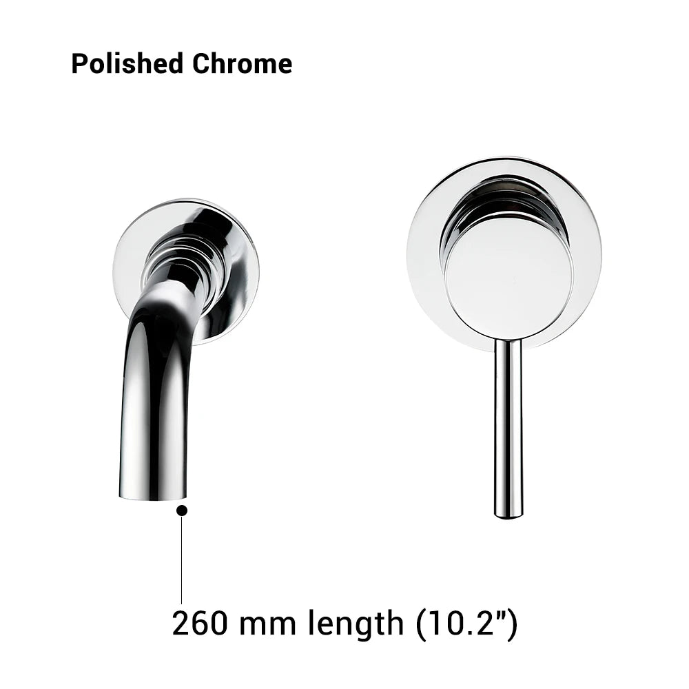 Bathroom Basin Faucet Wall Mounted Spout Bath Single Handle Ceramic Cartridge Crane