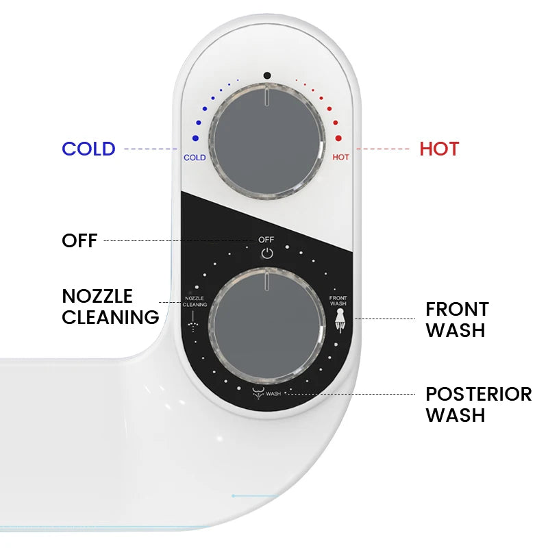 Hot/Cold Bidet Toilet Seat Attachment Dual Nozzle Brass Water Inlet 3 Modes