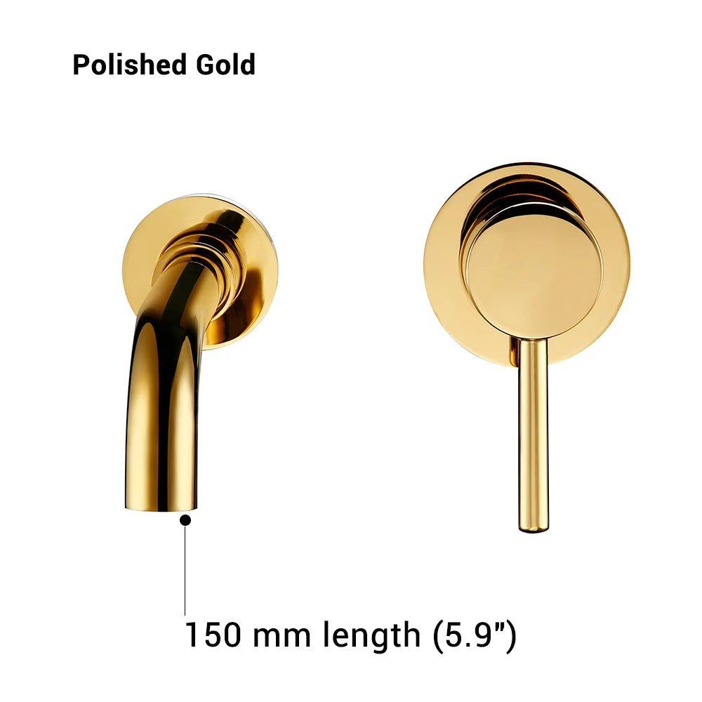 Bathroom Basin Faucet Wall Mounted Spout Bath Single Handle Ceramic Cartridge Crane