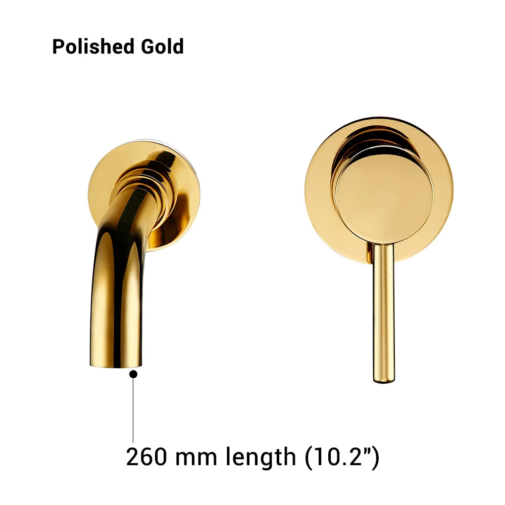 Bathroom Basin Faucet Wall Mounted Spout Bath Single Handle Ceramic Cartridge Crane