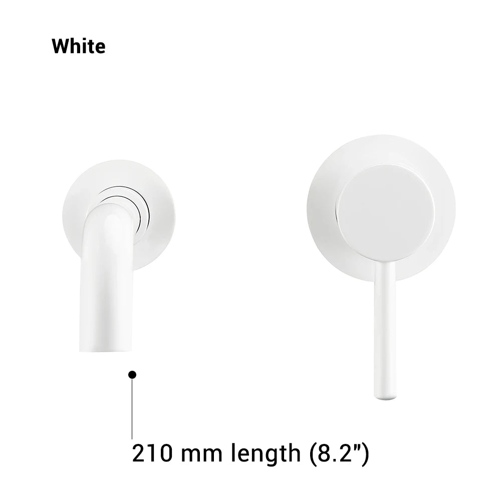 Bathroom Basin Faucet Wall Mounted Spout Bath Single Handle Ceramic Cartridge Crane