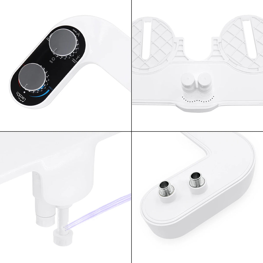 Hot/Cold Bidet Toilet Seat Attachment Dual Nozzle Brass Water Inlet 3 Modes