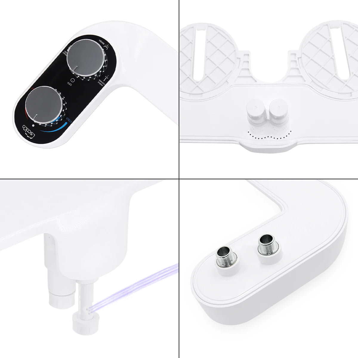 Hot/Cold Bidet Toilet Seat Attachment Dual Nozzle Brass Water Inlet 3 Modes