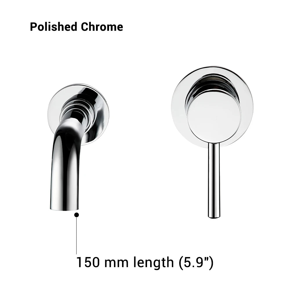 Bathroom Basin Faucet Wall Mounted Spout Bath Single Handle Ceramic Cartridge Crane