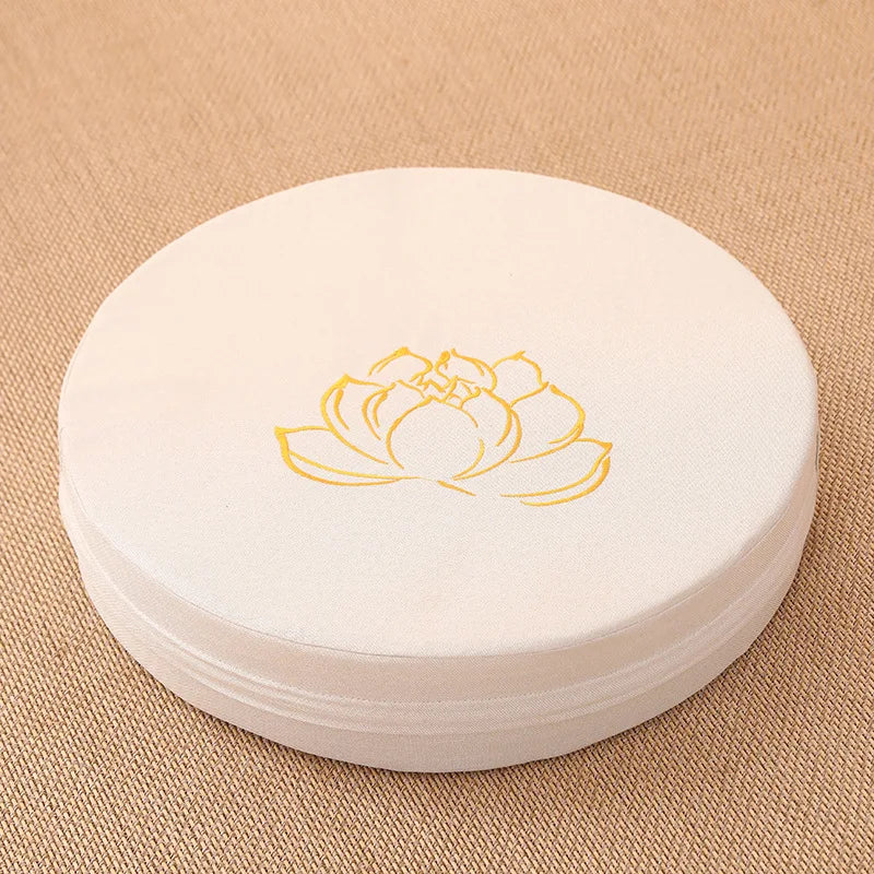 40X6CM Yoga Meditation Linen Cushion, Lotus Texture Pillow Tatami Mat Removable Washable