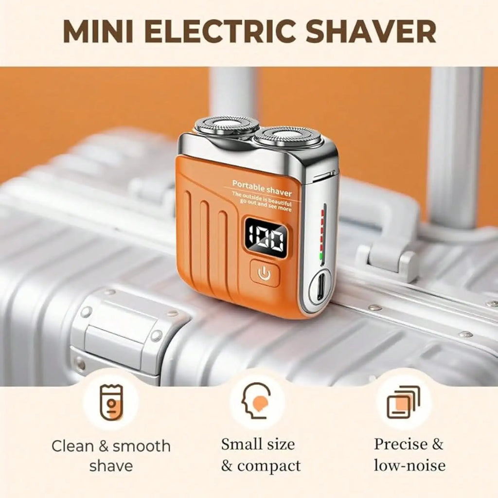 Dual-Rotary Electric Shaver, USB-C Rechargeable Digital Display IPX7 Waterproof Floating Blades Low Noise Wet Dry Grooming Tool, Compact Portable for Home Travel Car Business Trip, Full Body Hair Removal Men's Holiday Gift