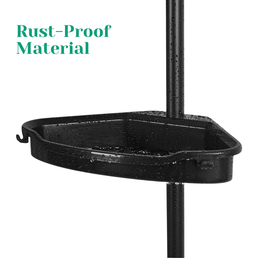 Corner Shower Caddy with Tension Pole 4-Tier Adjustable Shelves Bathroom Storage Organizer with Rubber Pad,101.6 - 122 Inch H