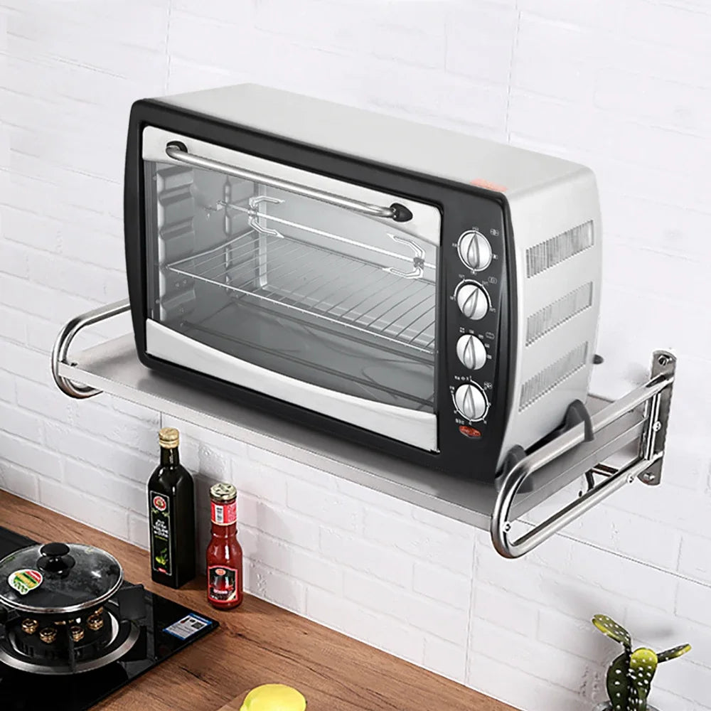Microwave Oven Rack Stainless Steel Shelf Wall-Mounted to save counter space