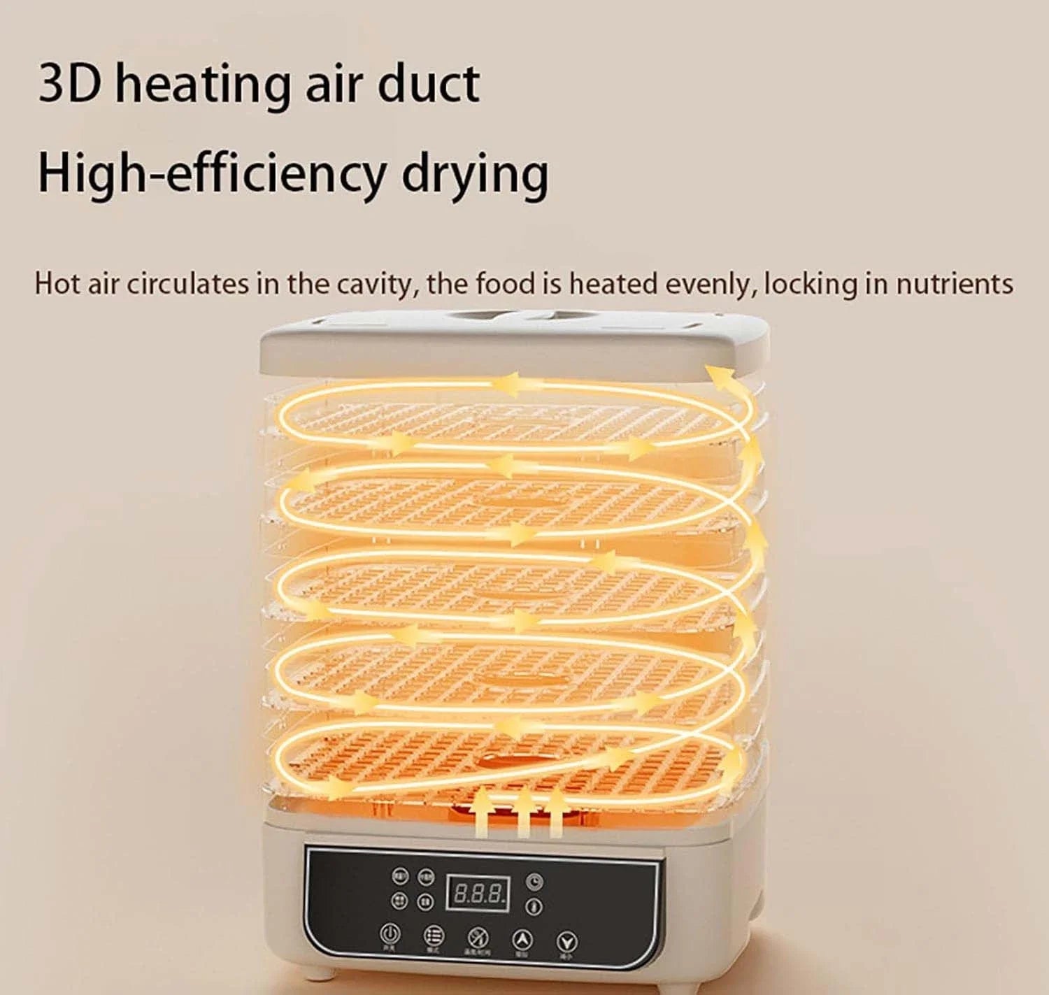 5-Layer Household Food Dehydrator Freeze-drying Machine Adjustable Temperature Touch Control
