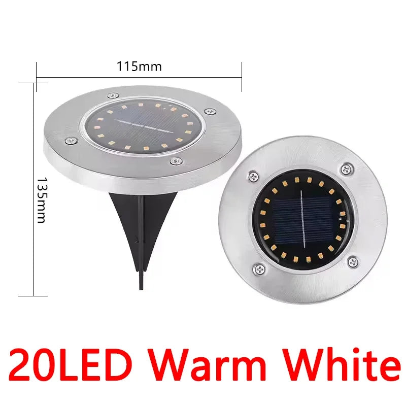 Solar Lights Outdoor 8/20 LEDs Disk Underground Lamp Spotlight Buried