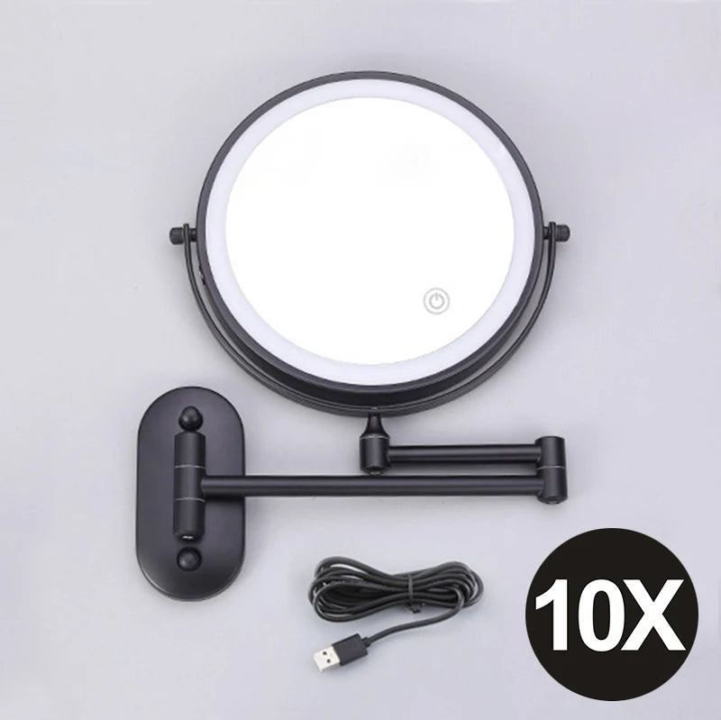8 inch Mirror Chrome 3x/5x/7x/10x Magnifying Double Side USB Charging 3 color light Smart Cosmetic Mirrors