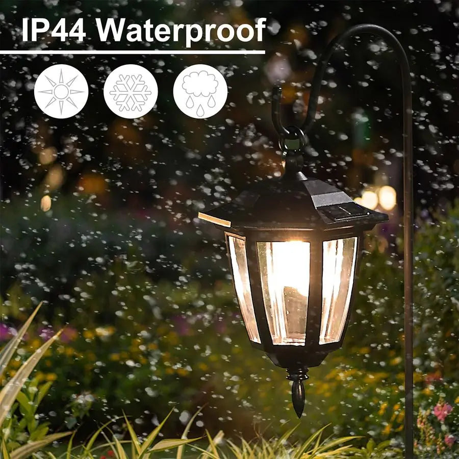 4 Pack Solar Hanging Lights Outdoor, with 4 x 38 Inch Shepherd Hooks, Waterproof