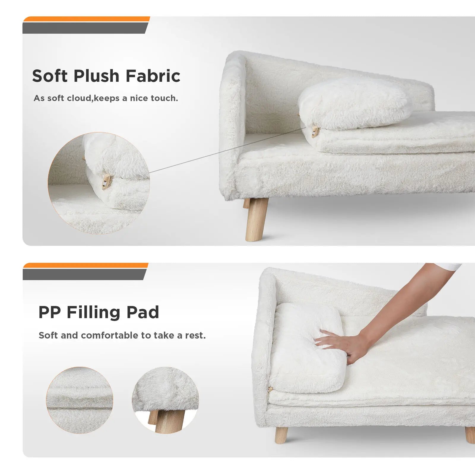 Elevated Pet Bed Solid Wood Leg Sofa for Indoor