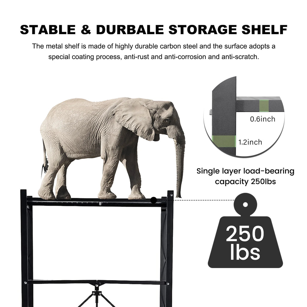 Storage Shelving 5-Tier With Wheels Heavy Duty Foldable Organizer Rack for Home Kitchen Office Pantry
