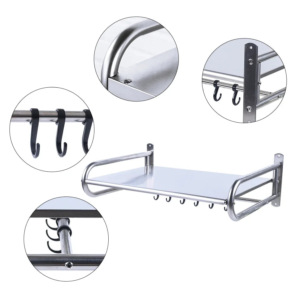 Microwave Oven Rack Stainless Steel Shelf Wall-Mounted to save counter space