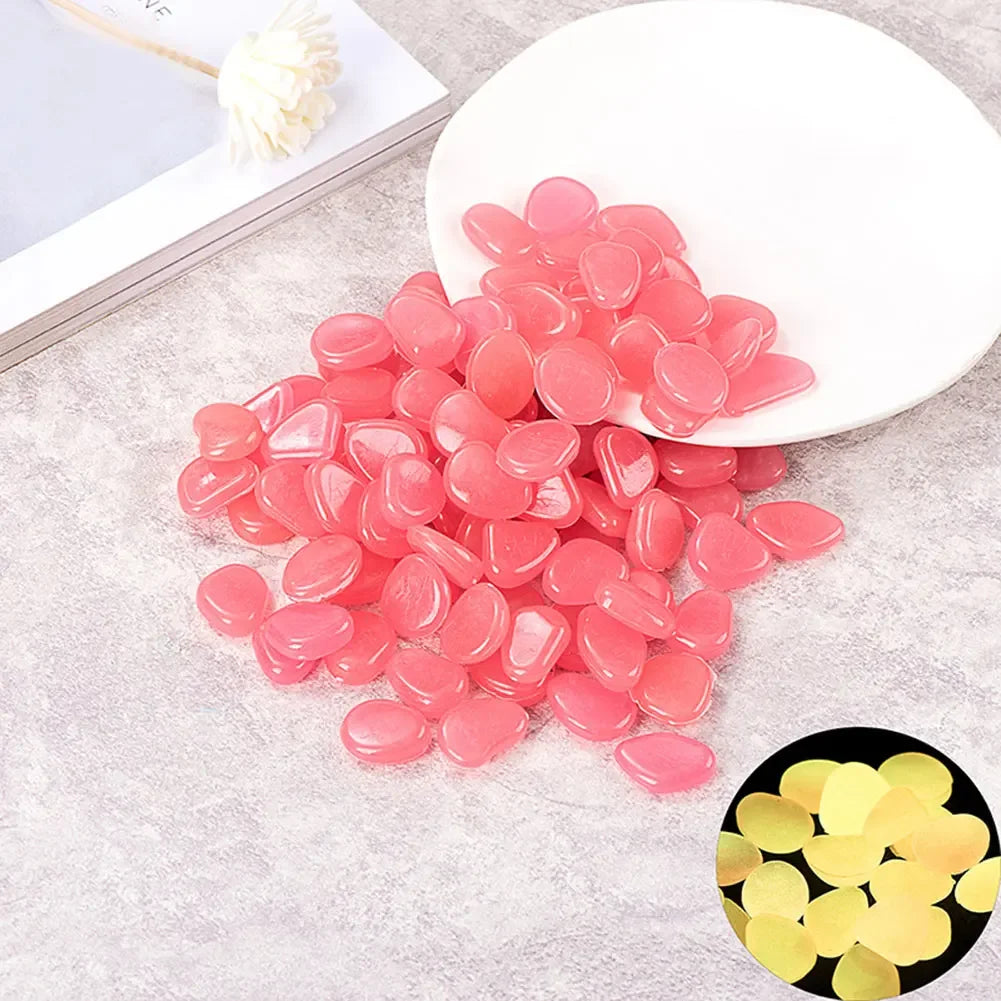 100Pcs Pebbles Glow in the Dark for Garden Yard Patio