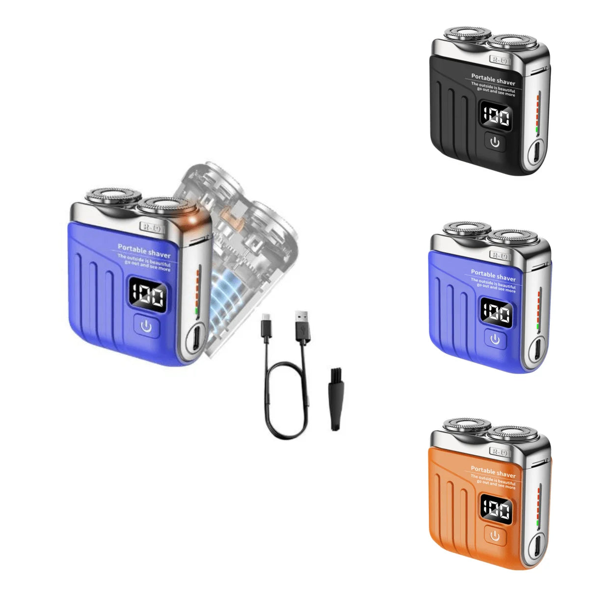 Dual-Rotary Electric Shaver, USB-C Rechargeable Digital Display IPX7 Waterproof Floating Blades Low Noise Wet Dry Grooming Tool, Compact Portable for Home Travel Car Business Trip, Full Body Hair Removal Men's Holiday Gift
