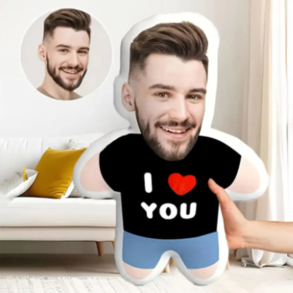 A customized ‘I Love You’ portrait couple's printed home cushion, or pillow