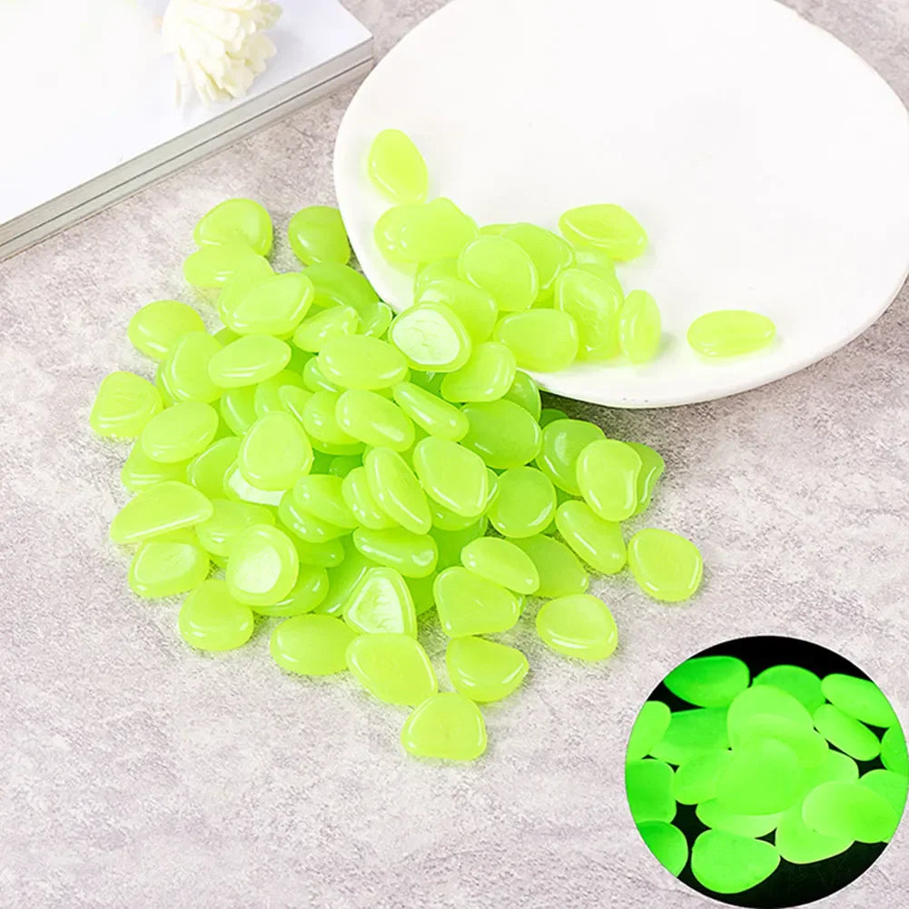 100Pcs Pebbles Glow in the Dark for Garden Yard Patio