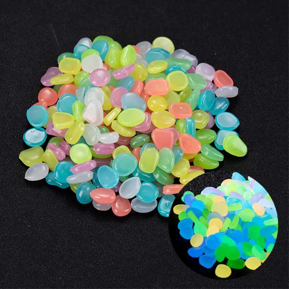 100Pcs Pebbles Glow in the Dark for Garden Yard Patio