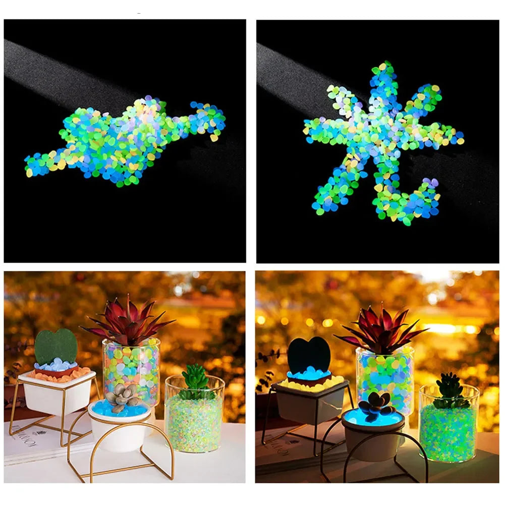 100Pcs Pebbles Glow in the Dark for Garden Yard Patio