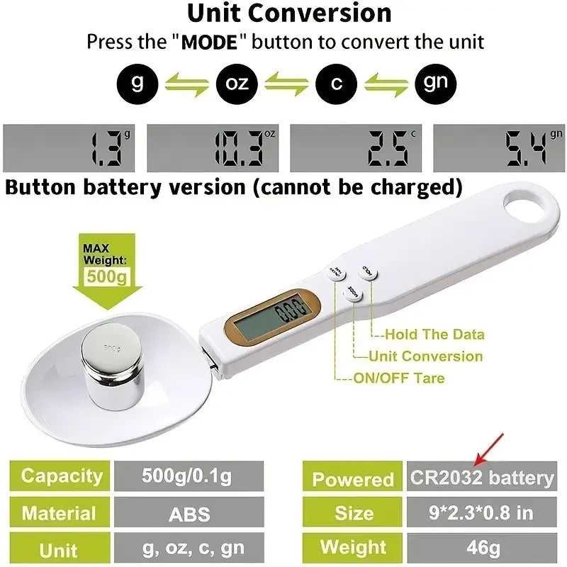 Mini Spoon Digital Kitchen Scale Electronic LCD Food Scale 0.1-500g