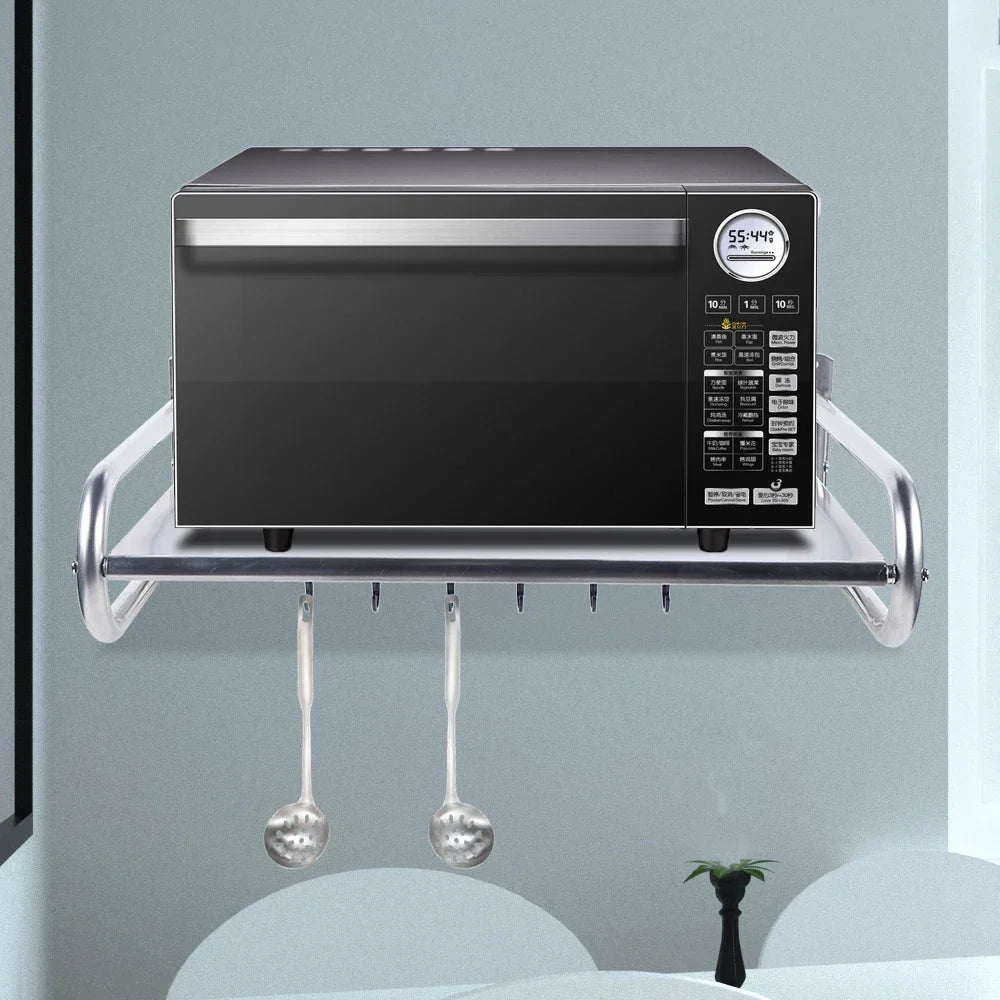 Microwave Oven Rack Stainless Steel Shelf Wall-Mounted to save counter space