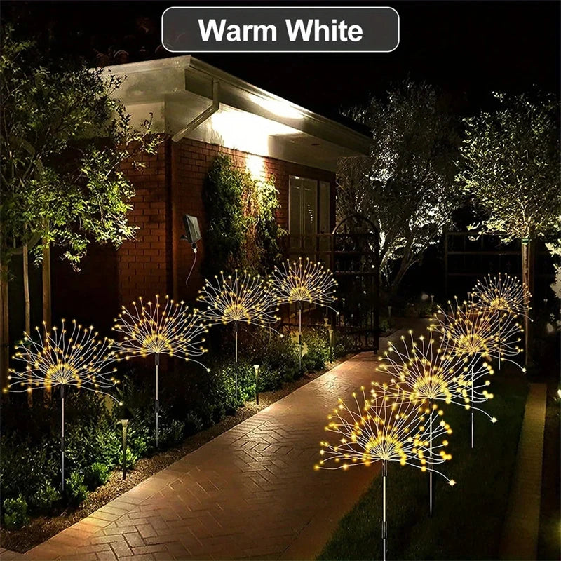 Solar Firework Light Outdoor Decor Waterproof 8 Lighting Modes