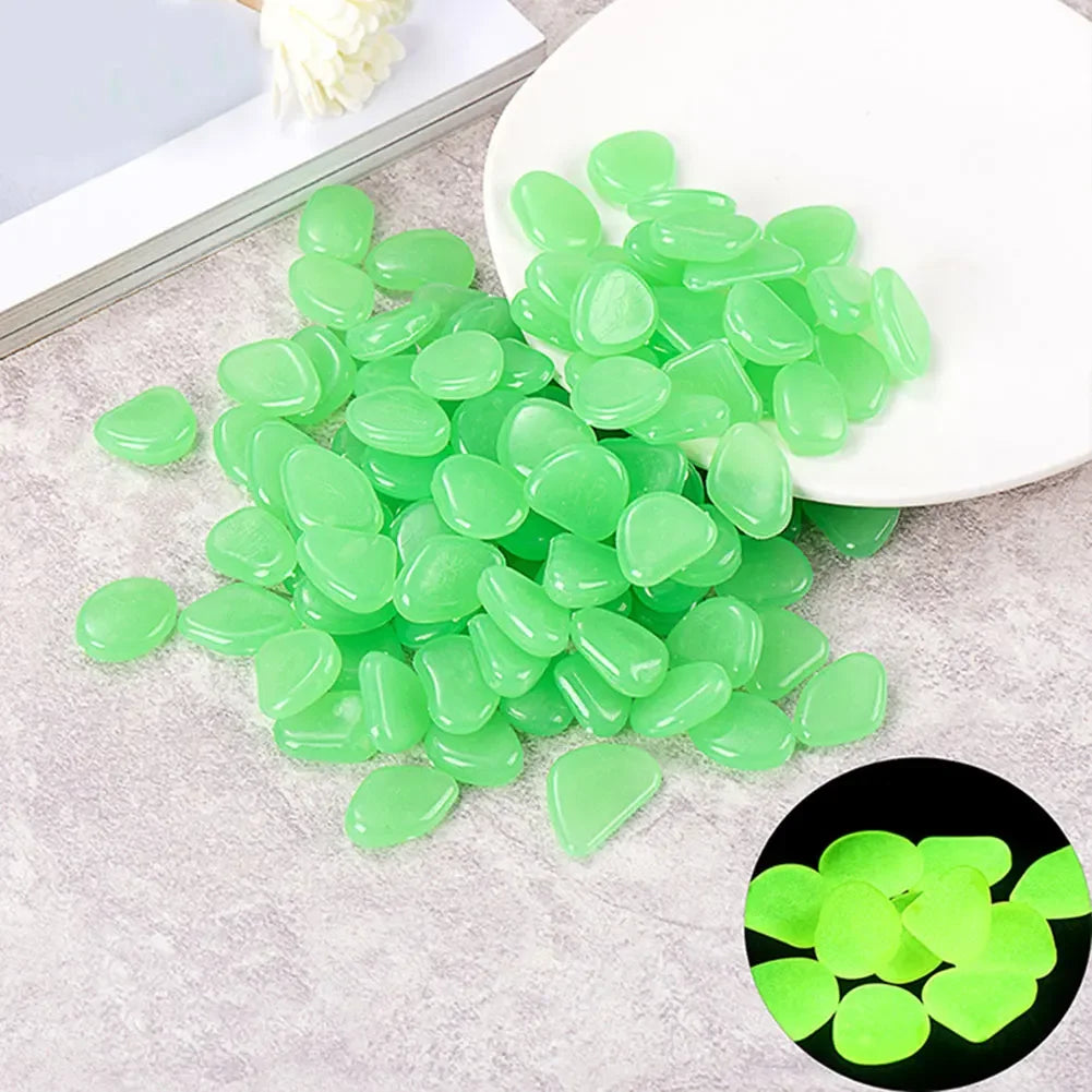 100Pcs Pebbles Glow in the Dark for Garden Yard Patio