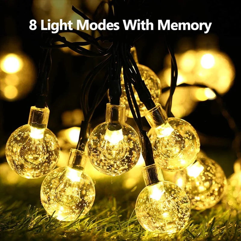 Solar Lights for Outside LED Waterproof Crystal Globe Light with 8 Modes