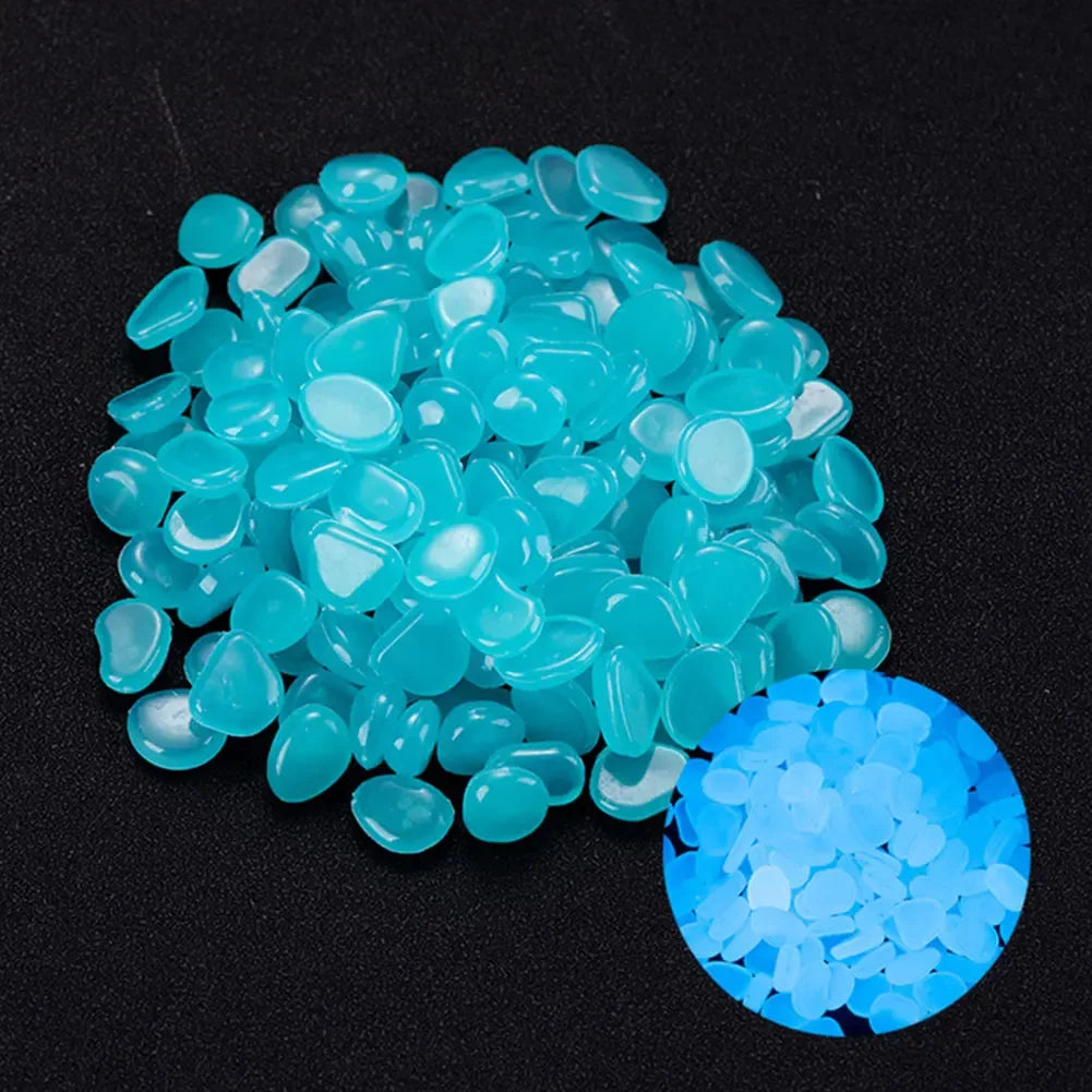 100Pcs Pebbles Glow in the Dark for Garden Yard Patio
