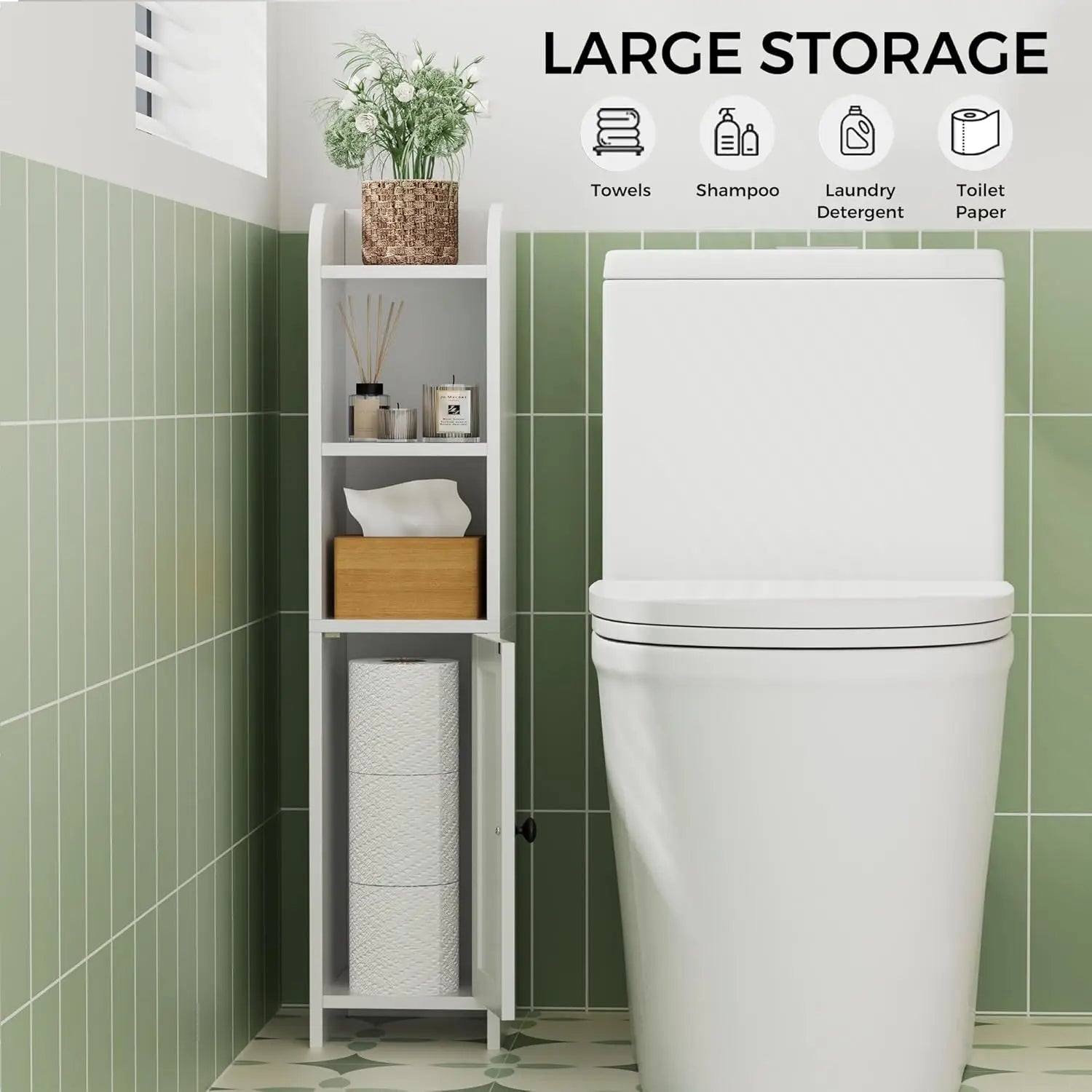 Small Bathroom Storage Corner Cabinet with Door and Shelves