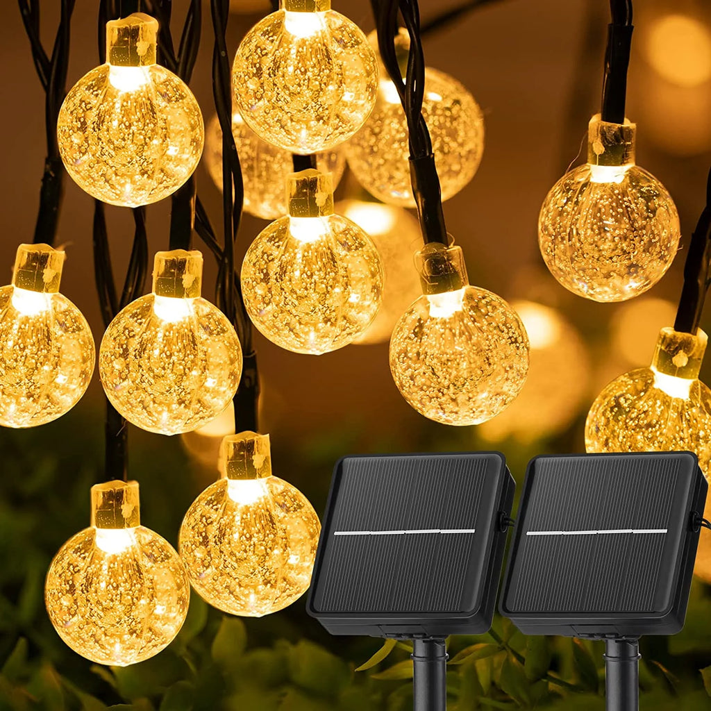 Solar Lights for Outside LED Waterproof Crystal Globe Light with 8 Modes