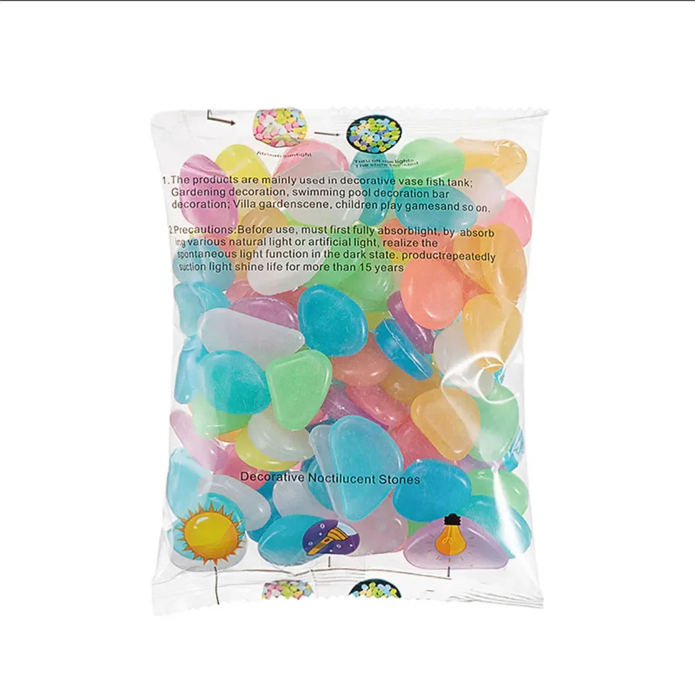 100Pcs Pebbles Glow in the Dark for Garden Yard Patio