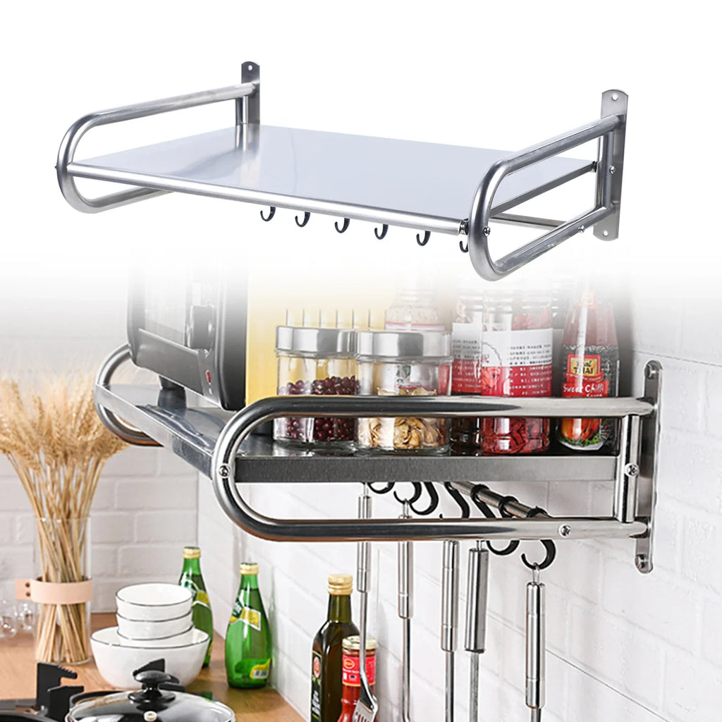 Microwave Oven Rack Stainless Steel Shelf Wall-Mounted to save counter space