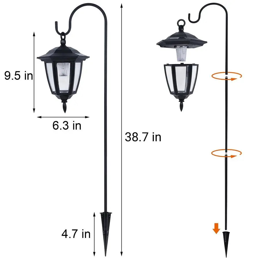 4 Pack Solar Hanging Lights Outdoor, with 4 x 38 Inch Shepherd Hooks, Waterproof