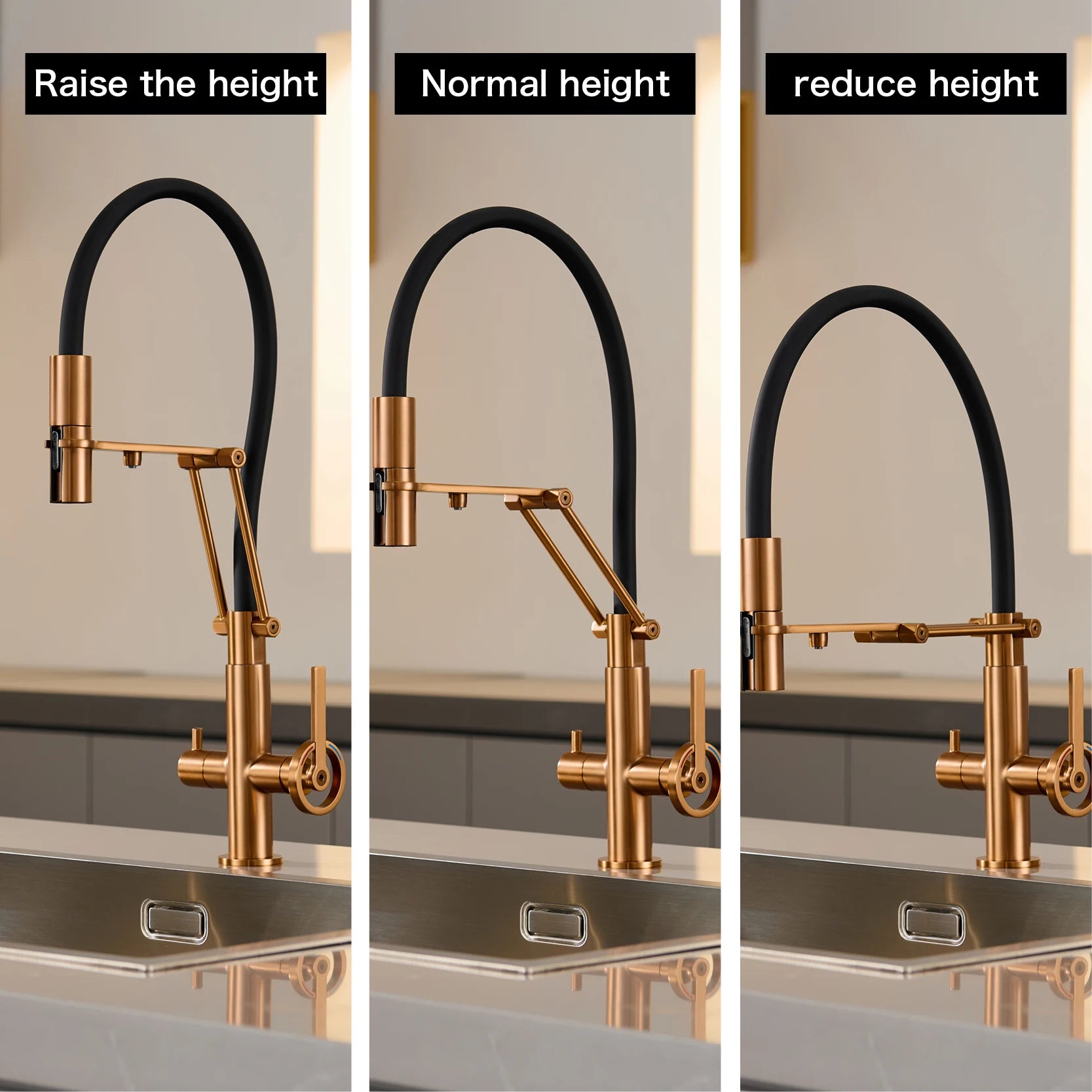 Brass island kitchen faucet with filtered Water Pull out Sprayer.