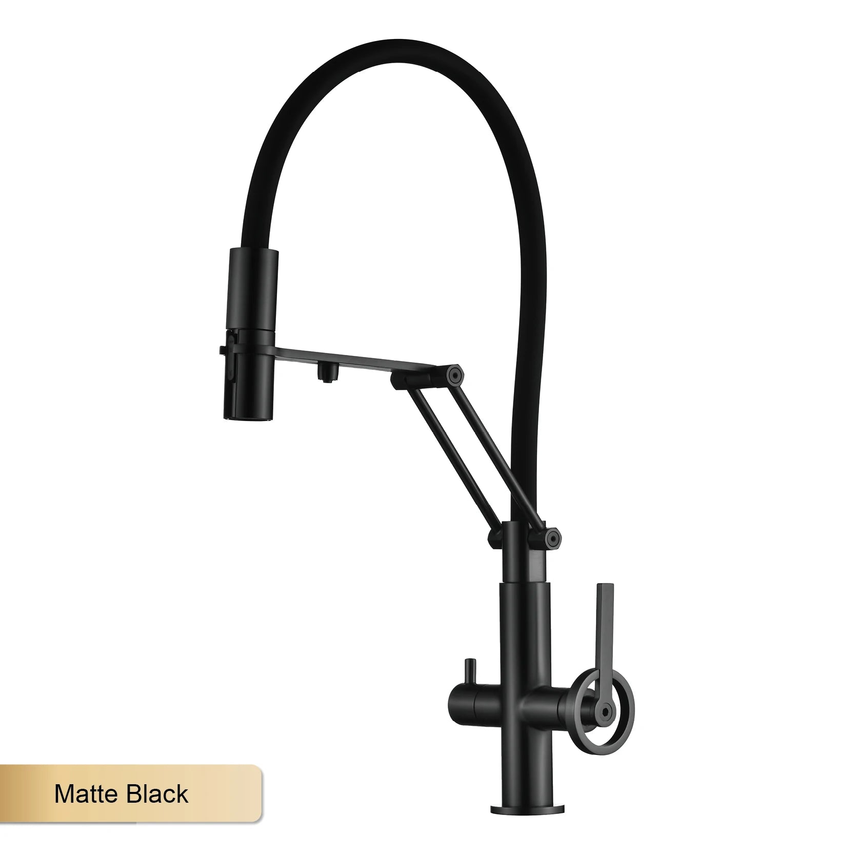 Brass island kitchen faucet with filtered Water Pull out Sprayer.