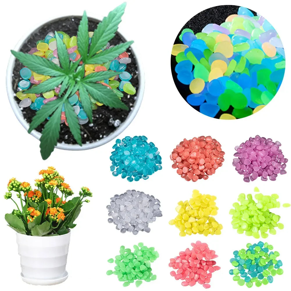 100Pcs Pebbles Glow in the Dark for Garden Yard Patio