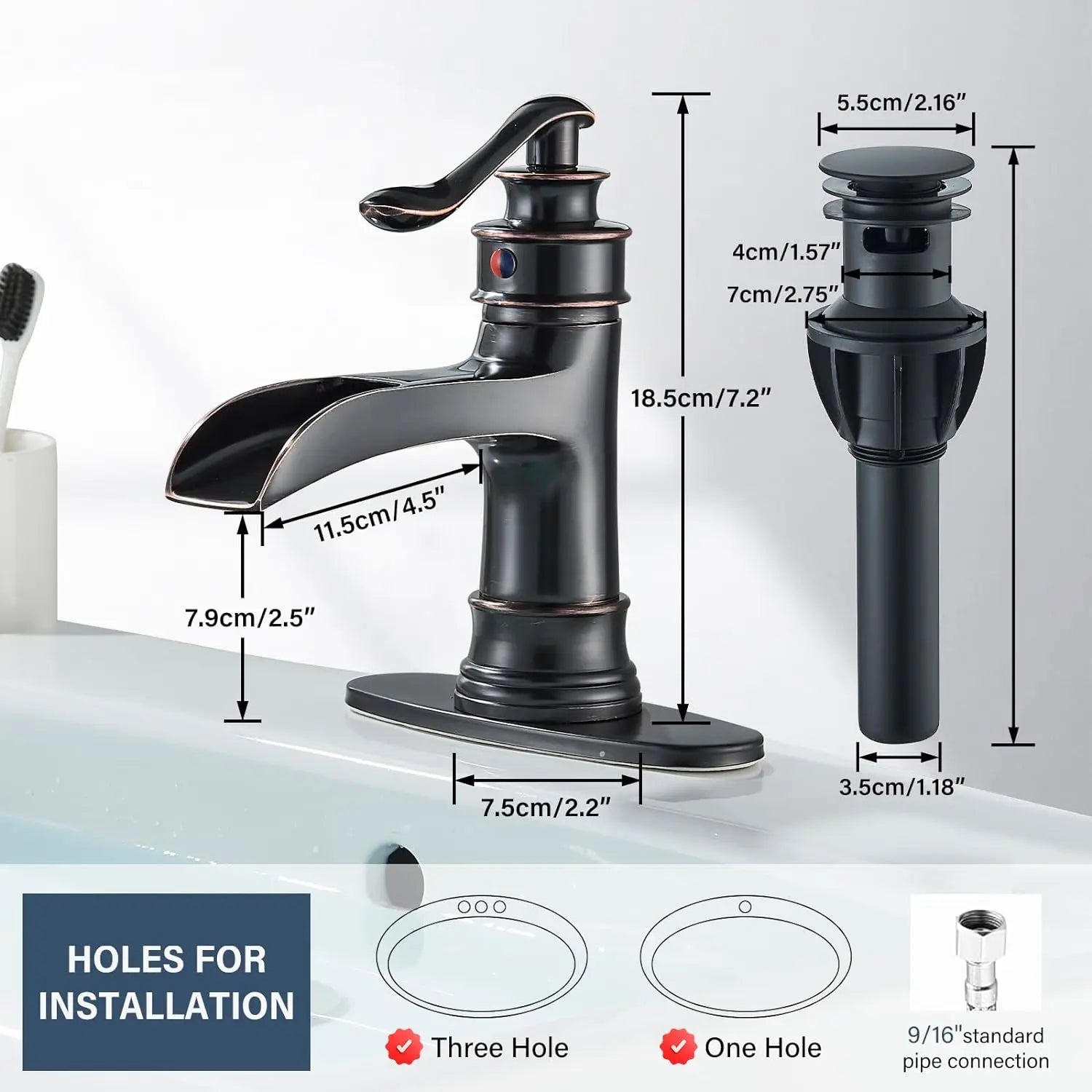 Waterfall Bathroom Faucet t Single Handle Lavatory Mixer Tap Farmhouse Vanity Sink Faucet
