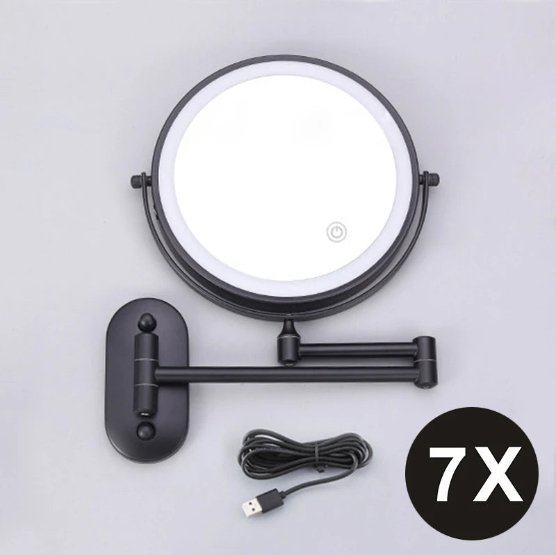 8 inch Mirror Chrome 3x/5x/7x/10x Magnifying Double Side USB Charging 3 color light Smart Cosmetic Mirrors