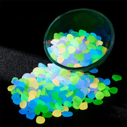100Pcs Pebbles Glow in the Dark for Garden Yard Patio