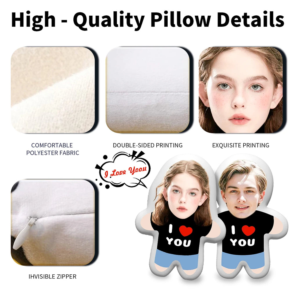 A customized ‘I Love You’ portrait couple's printed home cushion, or pillow