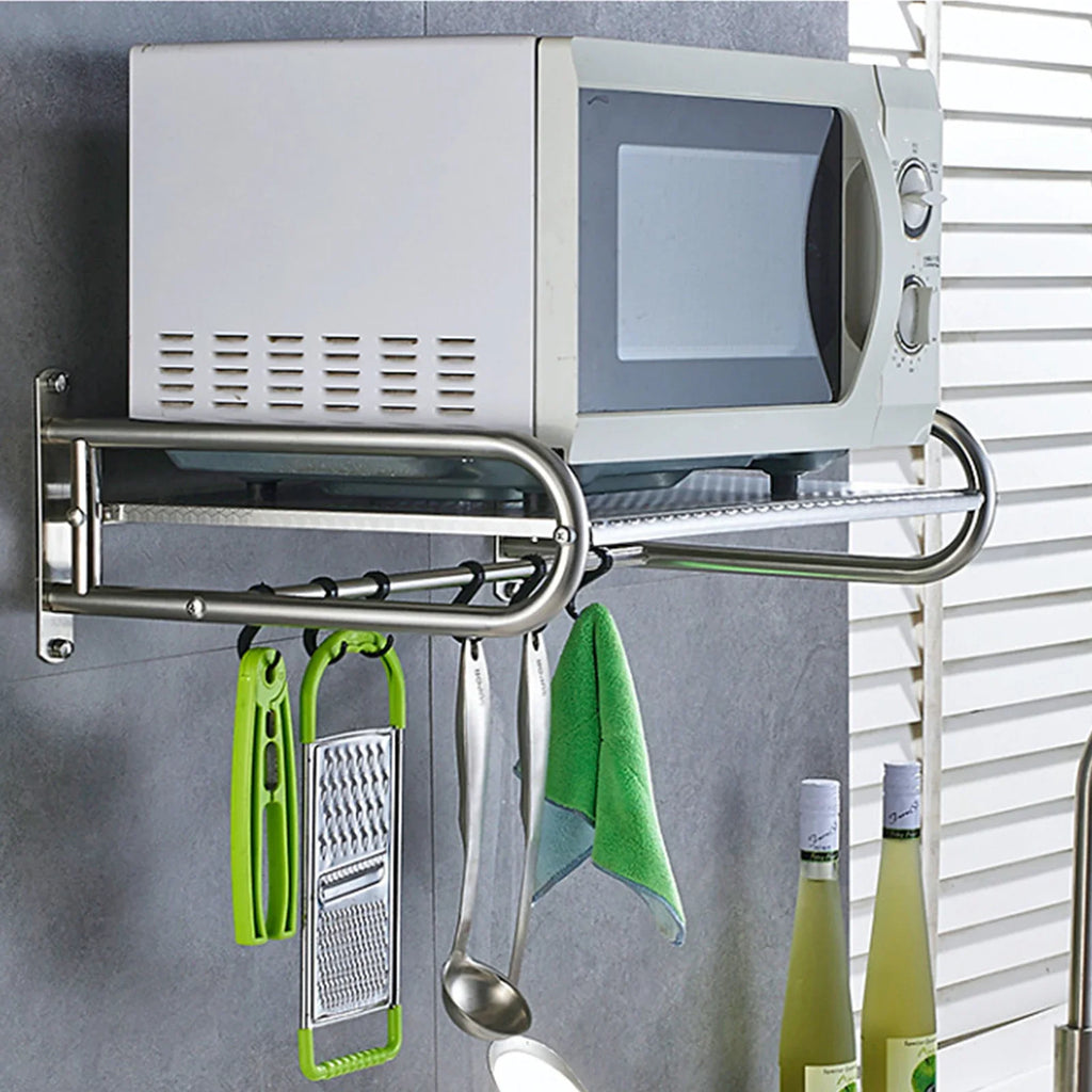 Microwave Oven Rack Stainless Steel Shelf Wall-Mounted to save counter space